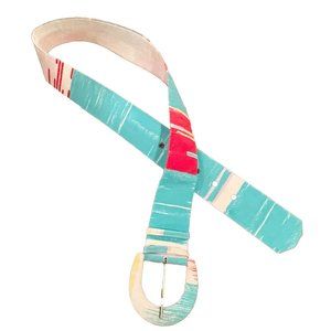 Louis Feraud Vintage Turquoise Abstract Belt